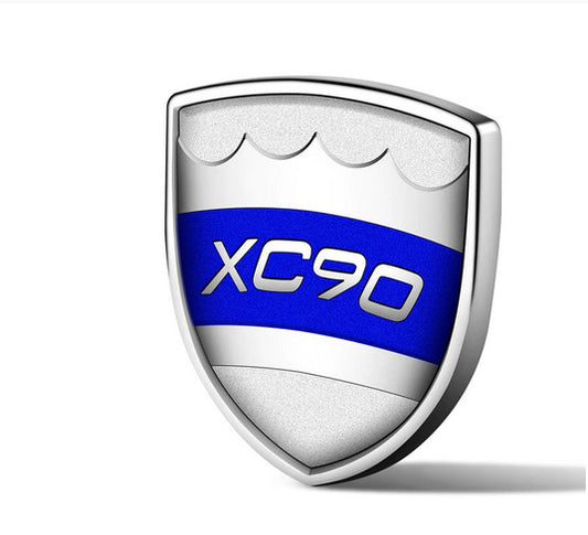 Suitable for Volvo rear trunk side badge stickers, decals, metal badges, XC90, silver, blue