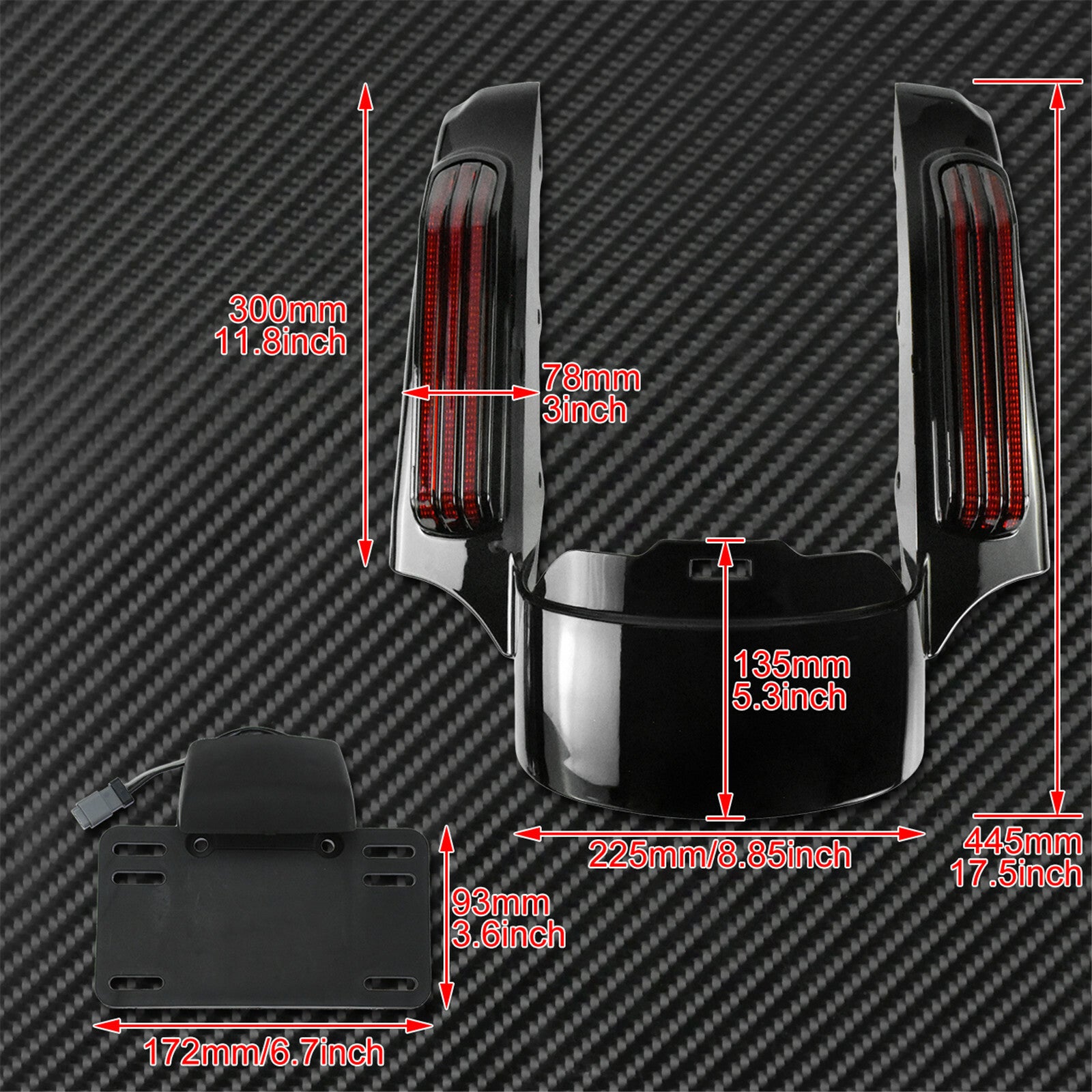 Motorcycle Rear Fender Fascia LED Light+Saddlebag Turn Tail Lamp Fit For Touring