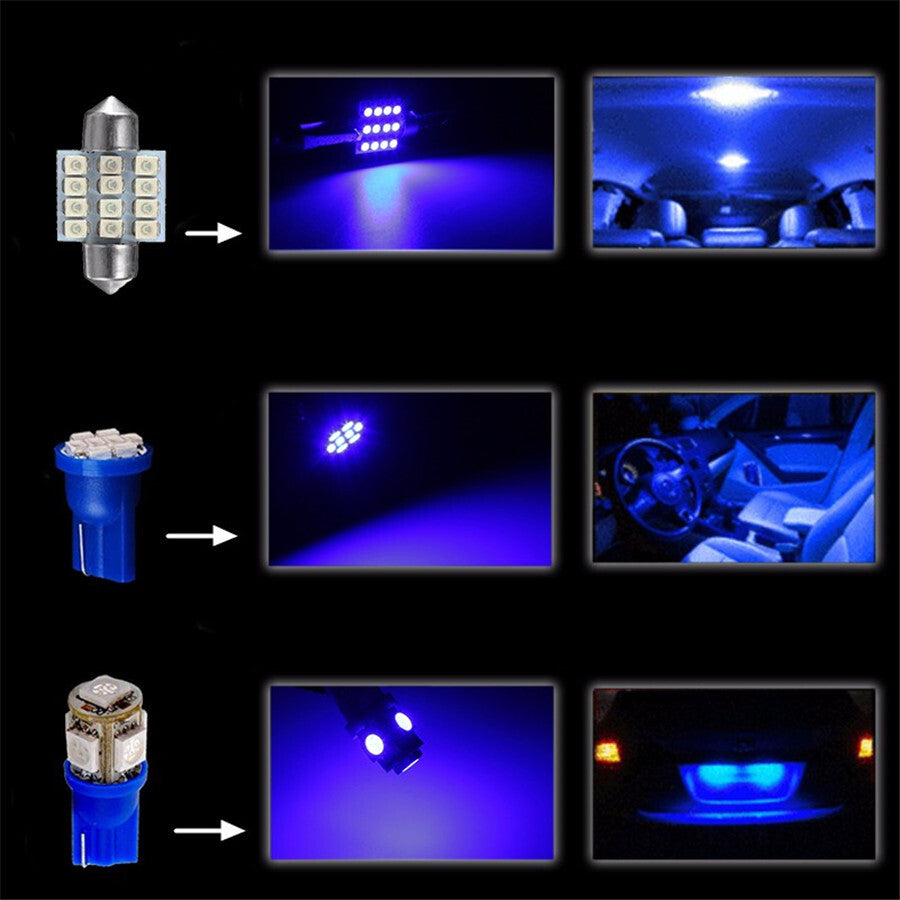 13Pcs Car Interior LED Light For Dome Map License Plate Lamp Bulbs Accessories