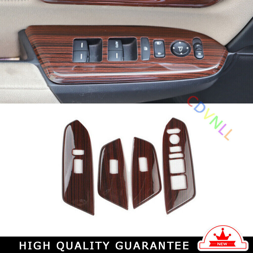 Glass Window Lifting Lock Panel Trim for Honda CRV CR-V 2017-2022 Red Wood Grain
