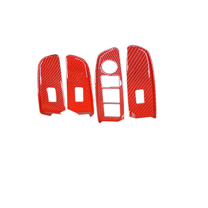 RED Carbon Fiber ABS Inner Window Lift Panel Trim for Kia Forte/K3 DX 2014-2018