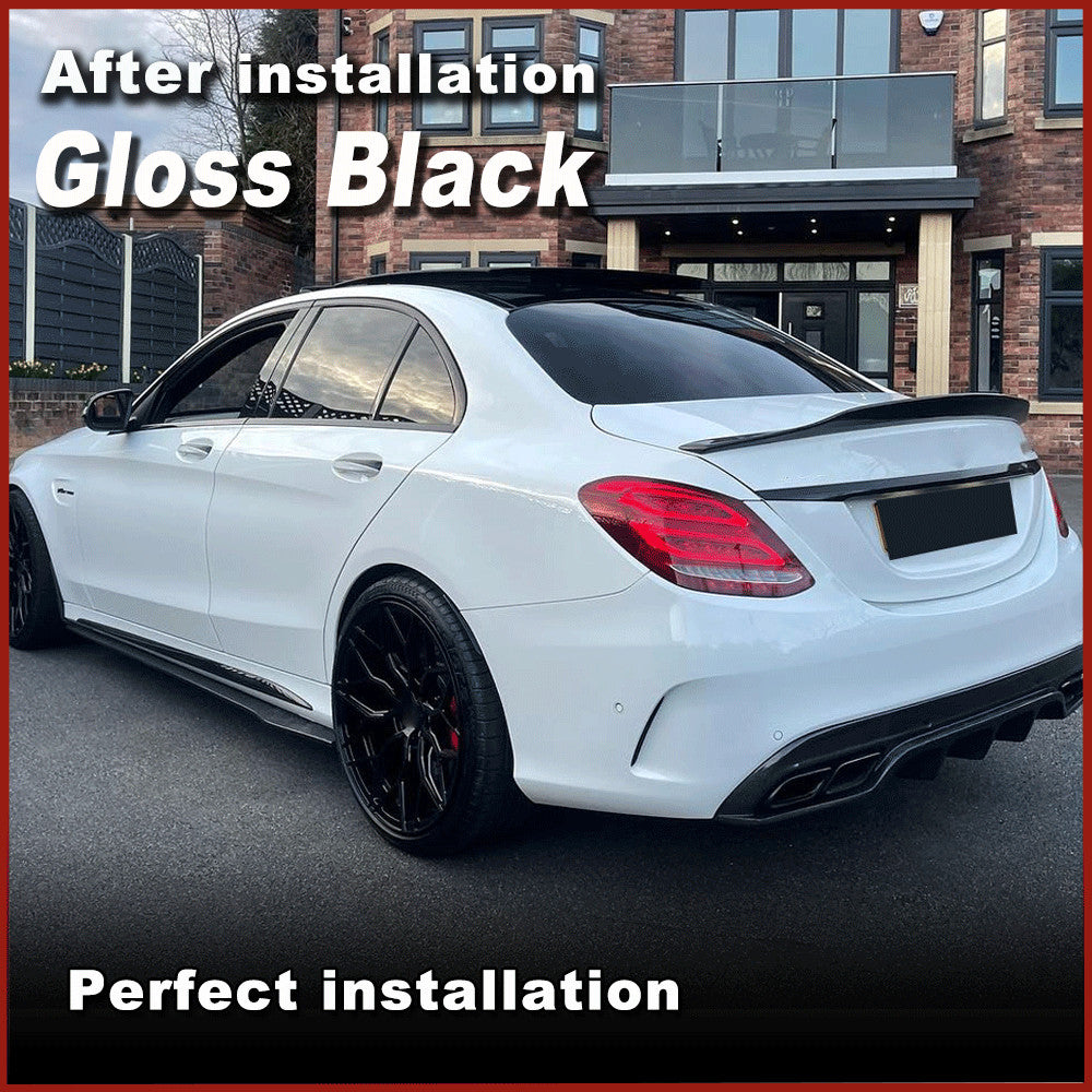 for Mercedes-Benz W205 C300 C43 C63 Gloss Black Side Skirts Extension Lip Panel
