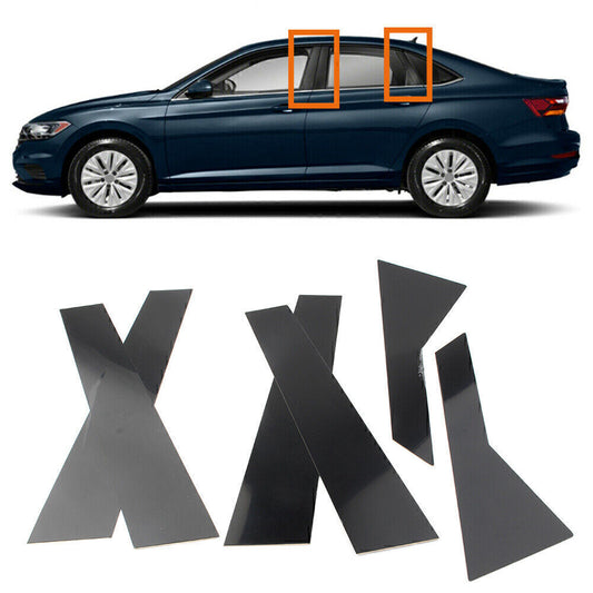 Fit for VW for Jetta 2019-2021 2020 Door Trim Pillar Posts 6x Set Piano Cover Black