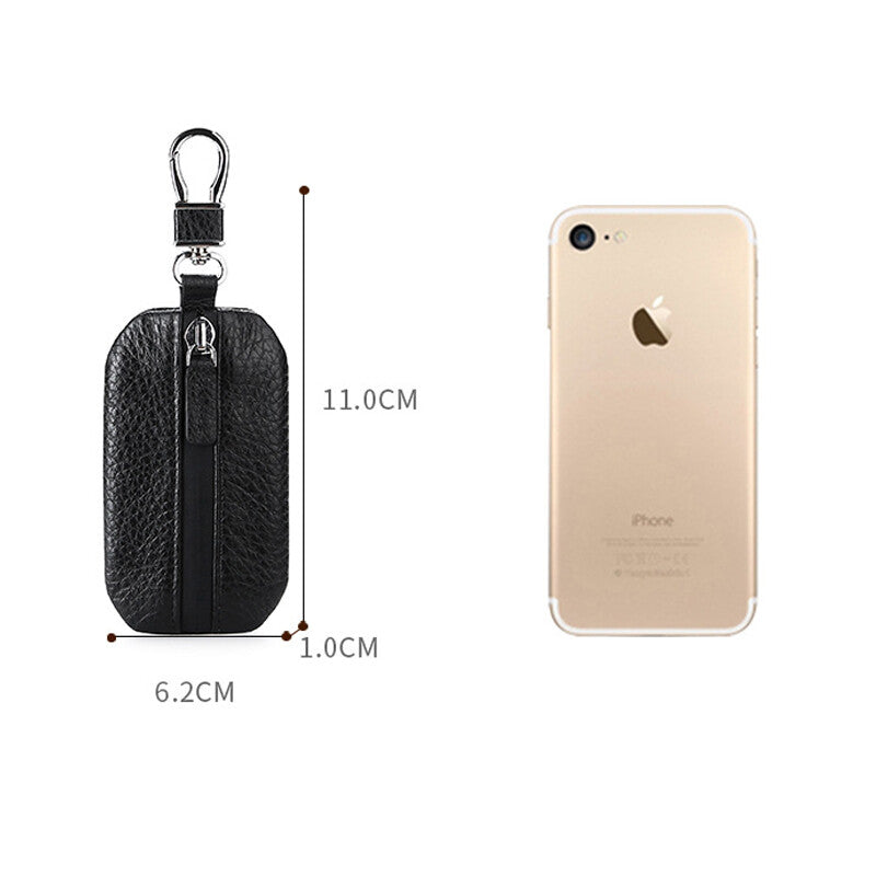 1PC Durable Luxury Cowhide Zipper Car SUV Key Case Cover Keychain Unisex v