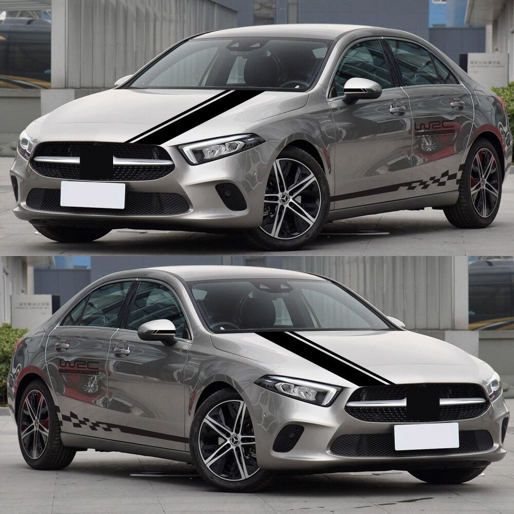 5pc Car Body Decal Sticker Rearview Mirror Vinyl Sports Long Stripe Decal Decor