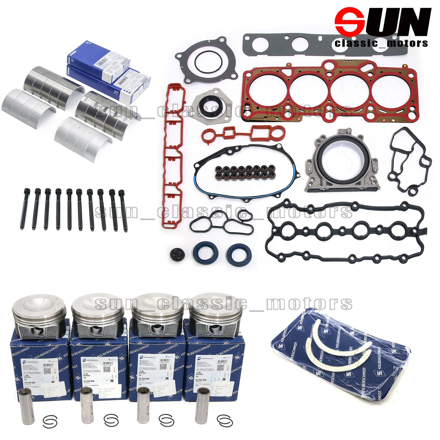 Engine Pistons Rings Gaskets Bolts Rebuild Kit for VW for AUDI A4 2.0 TFSI BWT BPY