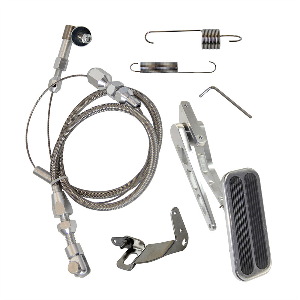 Universal Gas Pedal + 36 Stainless Throttle Cable Bracket Spring Kit Hot Rod