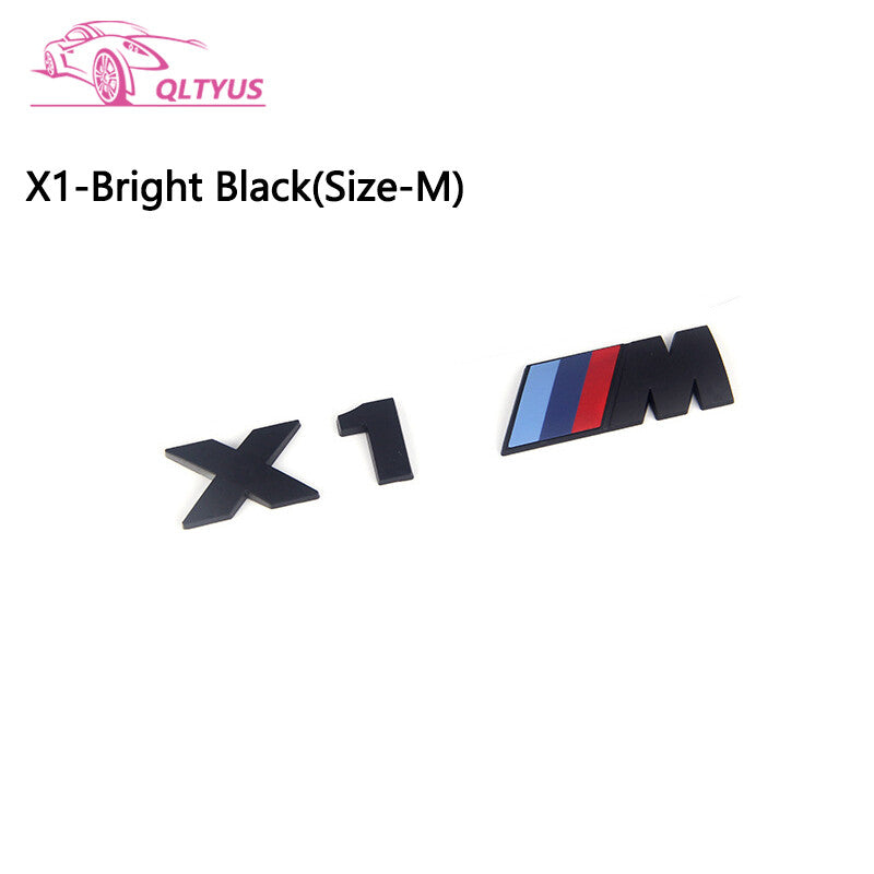 for BMW Bright Black M Series X1M Trunk Emblem Lettering Decal Badge Set