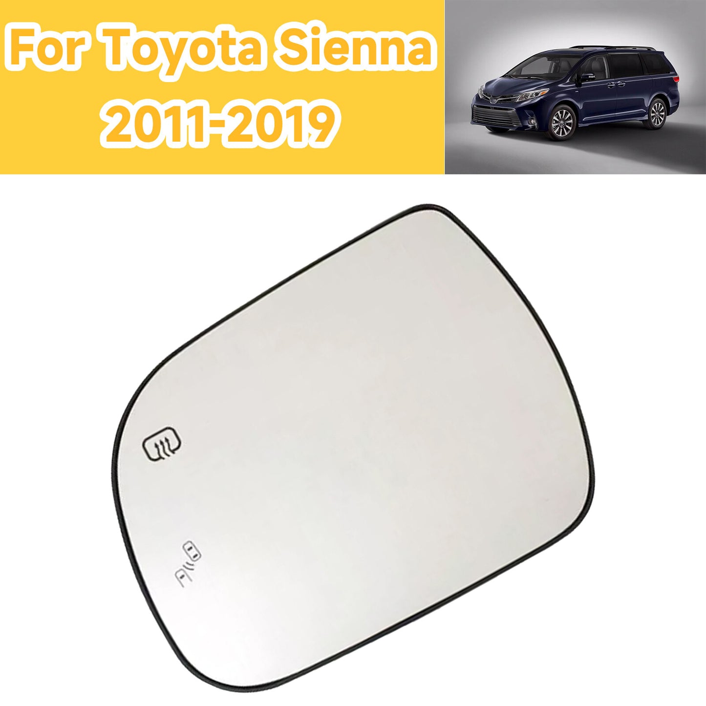 Left heated side mirror glass re-installation is applicable to for Toyota Siena 2011-19.