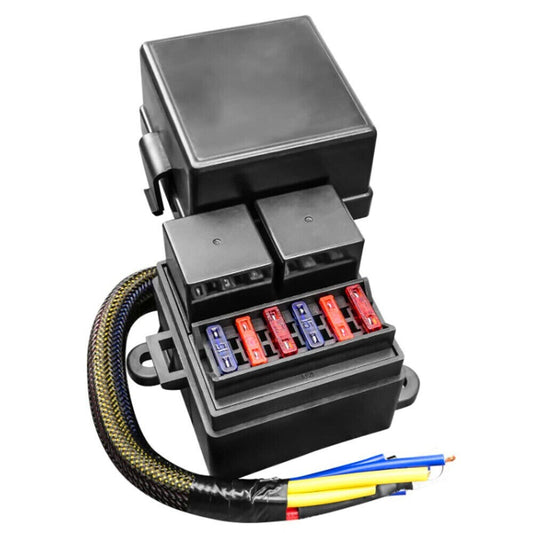 Waterproof Pre-Wired Fuse Relay Box w/2pcs 4-Pin 80A Relays & 6pcs Fuses for Car n