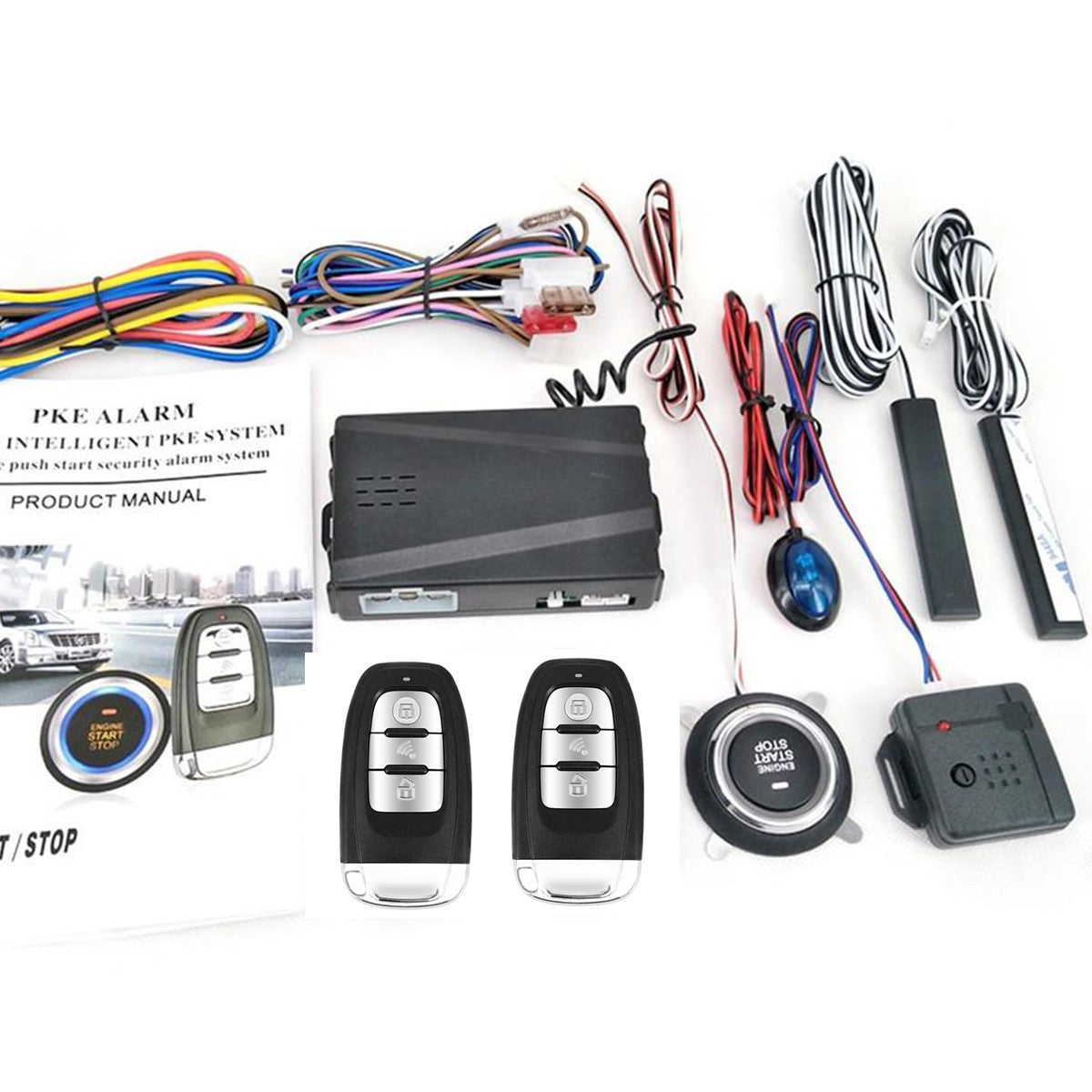 Car engine start keyless entry alarm system button remote start/stop kit - n