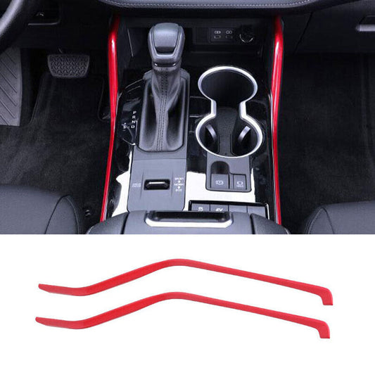 For Toyot@a Highlander 2020-2022 Glossy Red Console Gear Shift Both Side Trim 2P n
