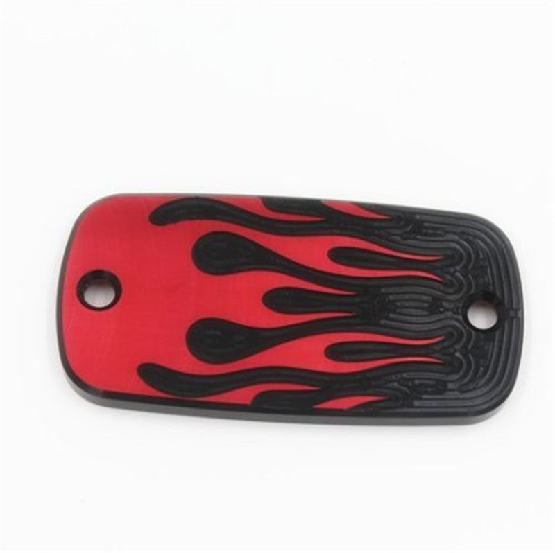 Universal Red Flame Front Brake Fluid Cap For Chopper Cruiser Touring Motorcycle Q