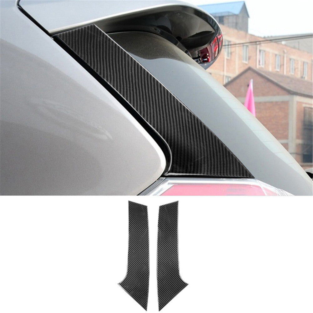 2X Carbon Fiber Rear Window Glass Sticker Cover Trim for Nissan Rogue 2014-2016