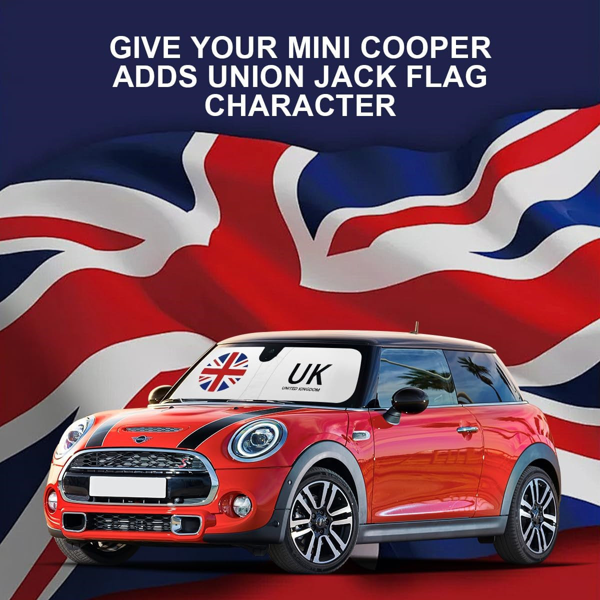 Red Union Jack For 15-23 for Mini Cooper F55 F56 F57 Car Windshield Sun Shade Cover
