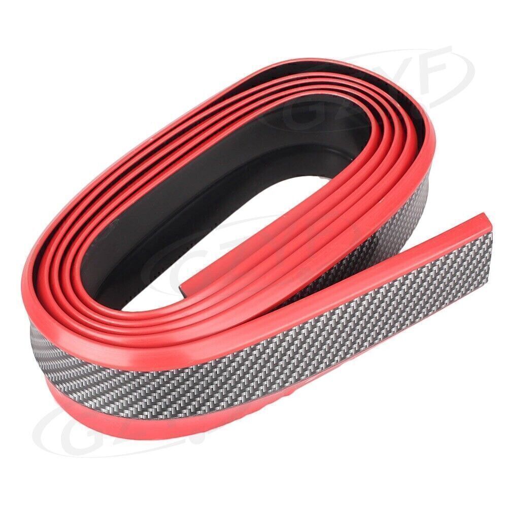 Car Bumper Lip Carbon Fiber Splitter Body Spoiler Front  Rear Adhesive Red