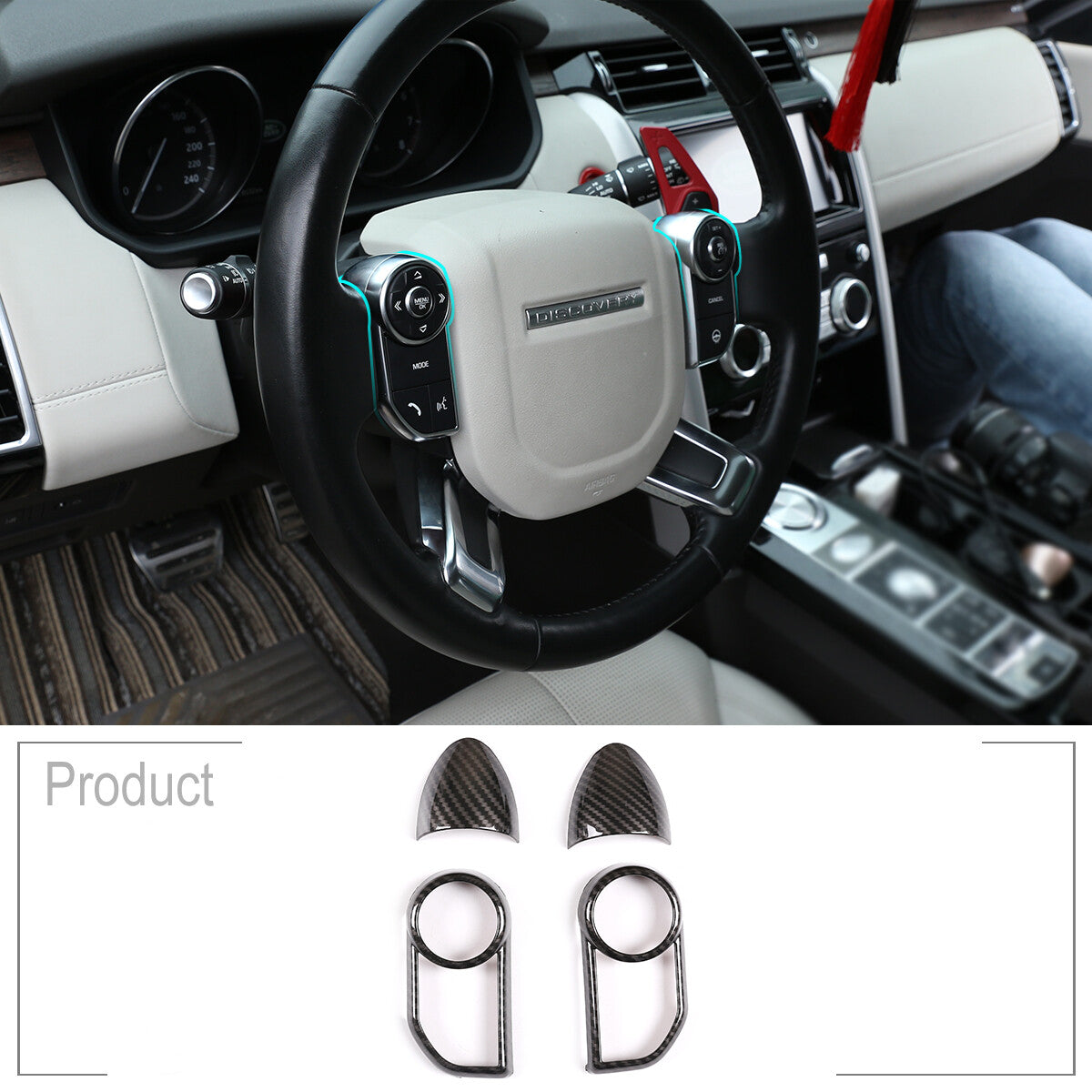 Carbon ABS steering wheel button cover for Range Rover Sport/Vogue 2013-17 LR5- n
