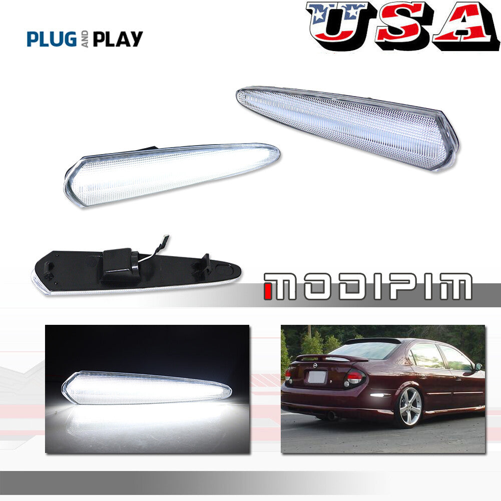 Two clear lens white LED rear marker lights suitable for 2000-2003 for Nissan MXIMA