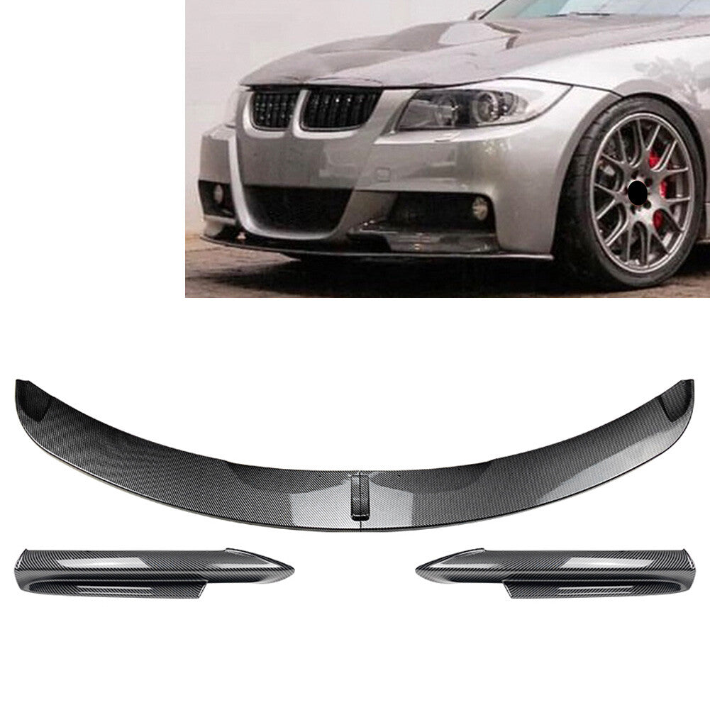 Fit for BMW 3 Series E90 Carbon Front Bumper Spoiler Lip+Side Splitter Cover Trim Q