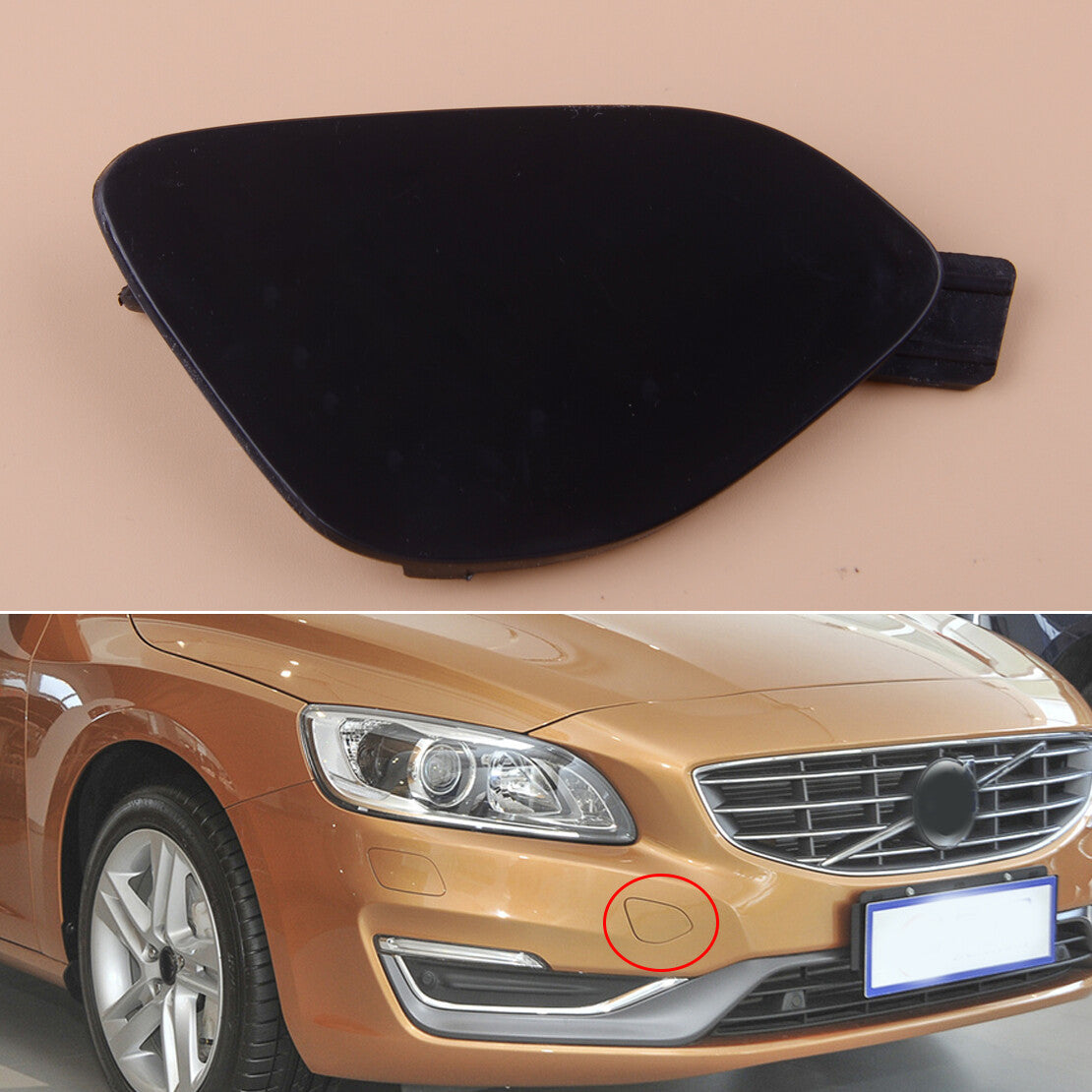 Car Front Bumper Tow Hook Eye Cap Cover Lid Trim Fit for for Volvo S60 V60 2014-2017 v