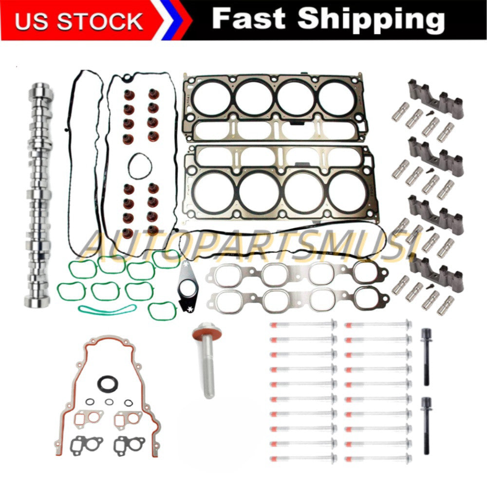 Camshaft lifter kit and head gasket kit for 2014-2021 for GMC for Chevrolet 5.3L non-AFM DOD vehicles.