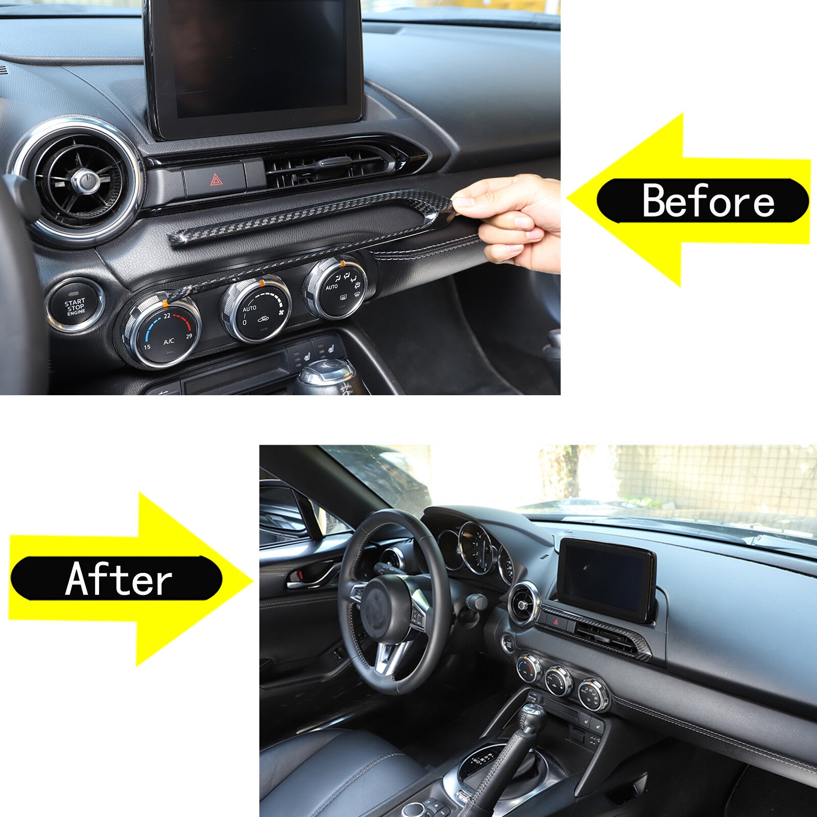16-24 carbon fiber fits for Mazda MX-5 Miata fourth interior air conditioning trim left-hand drive - n