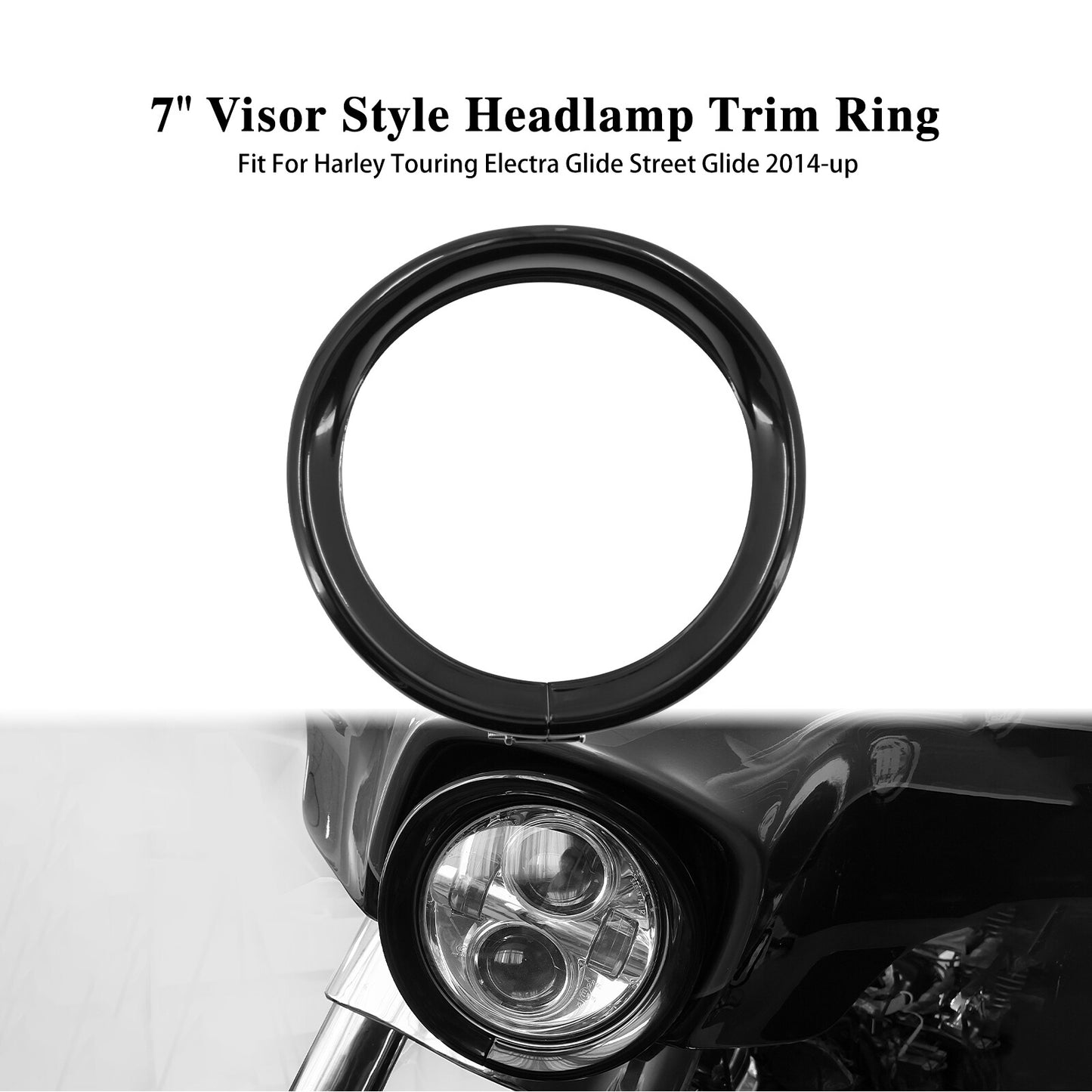 7 Headlight Lamp Trim Ring Bezel Visor Fit for Harley FLHX CVO 14-UP FLHR 94-UP