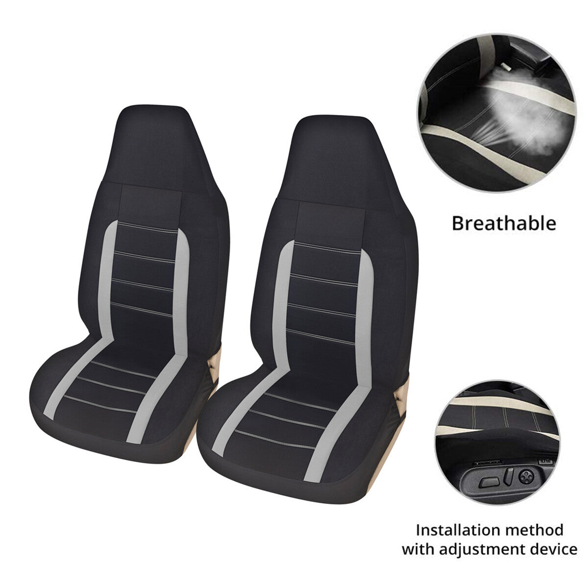 2PCS Front Car for SUV for Seat Covers Cushion Protector Gray High-back Bucket Design Q