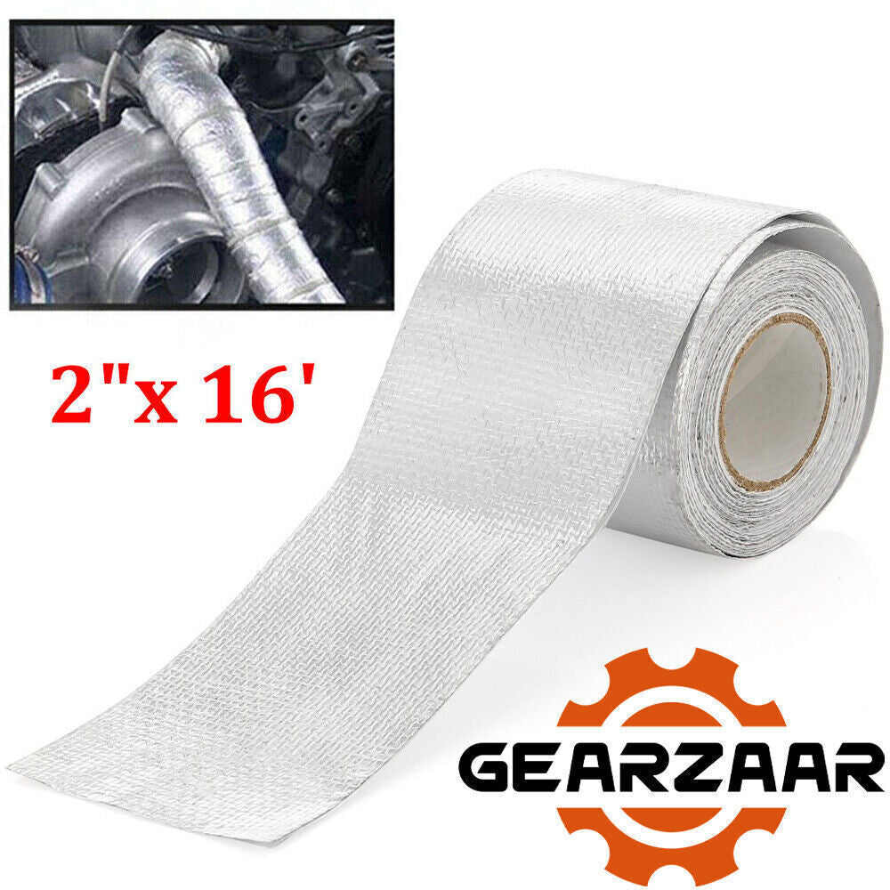 2 x16'Adhesive Exhaust Header Turbo Manfold Pipe Aluminum Heat Shield Wrap Tape