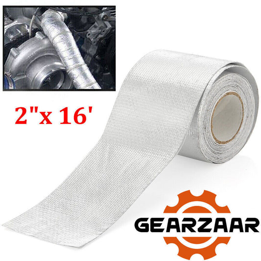 2 x16'Adhesive Exhaust Header Turbo Manfold Pipe Aluminum Heat Shield Wrap Tape
