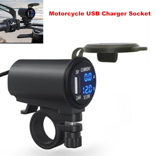 Motorcycle USB charger socket 4.2A, fast charging for mobile phones, with voltmeter and waterproof. n