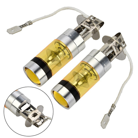 2Pcs Car Yellow H3 4300K 2000LM 12-24V LED Fog Light Taillight Bulb Replacement v