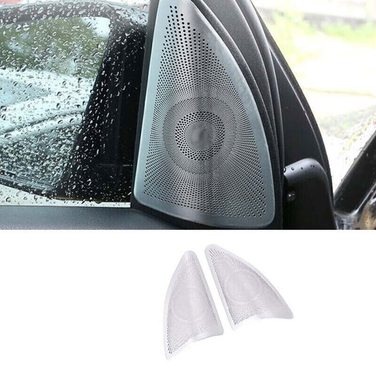 for Benz GLS GLE 2016-2019 Aluminum Silver A Pillar Speaker Frame Cover Trim 2P