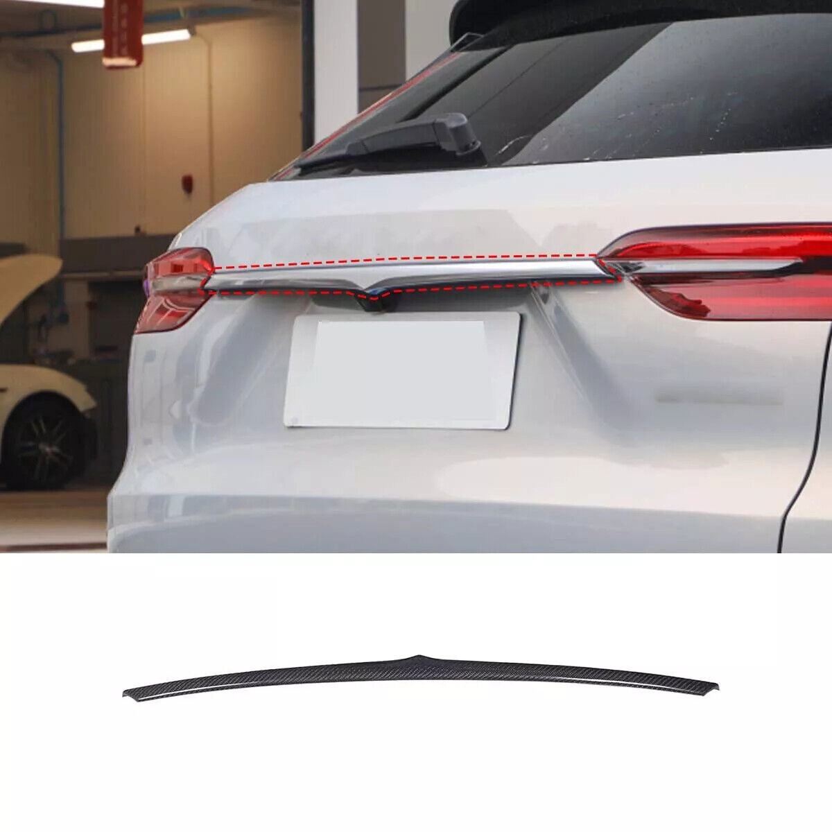 Real Carbon Fiber Rear Trunk Tailgate Lid Strip Trim for Maserati Grecale 2023 B n