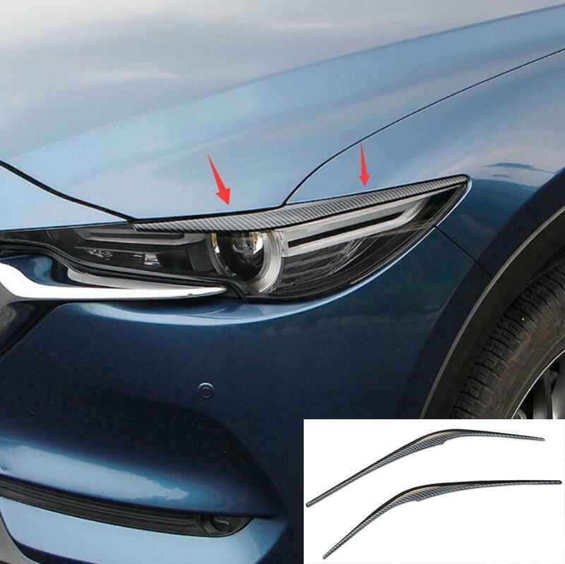 for Mazda CX-5 2017-2020 ABS Carbon fiber Front Headlight Eyebrows Cover trim B n