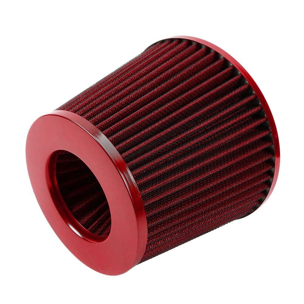 3 76mm High Flow Inlet Cold Air Intake Cone Replacement Dry Air Filter Red Q