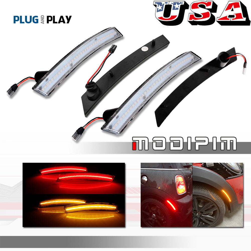 Transparent amber and red LED side marker lights for 02-08 for Mini Cooper R50 R52 R53