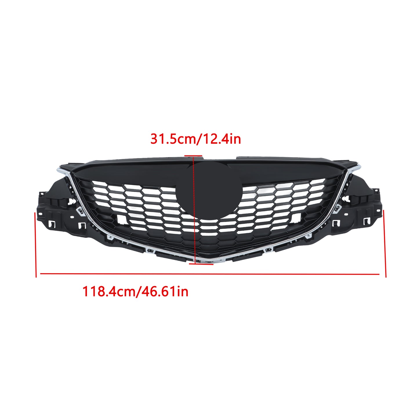 Applicable to 2013 for Mazda CX-5 MA1200187, front bumper upper grille, black chrome plastic. n