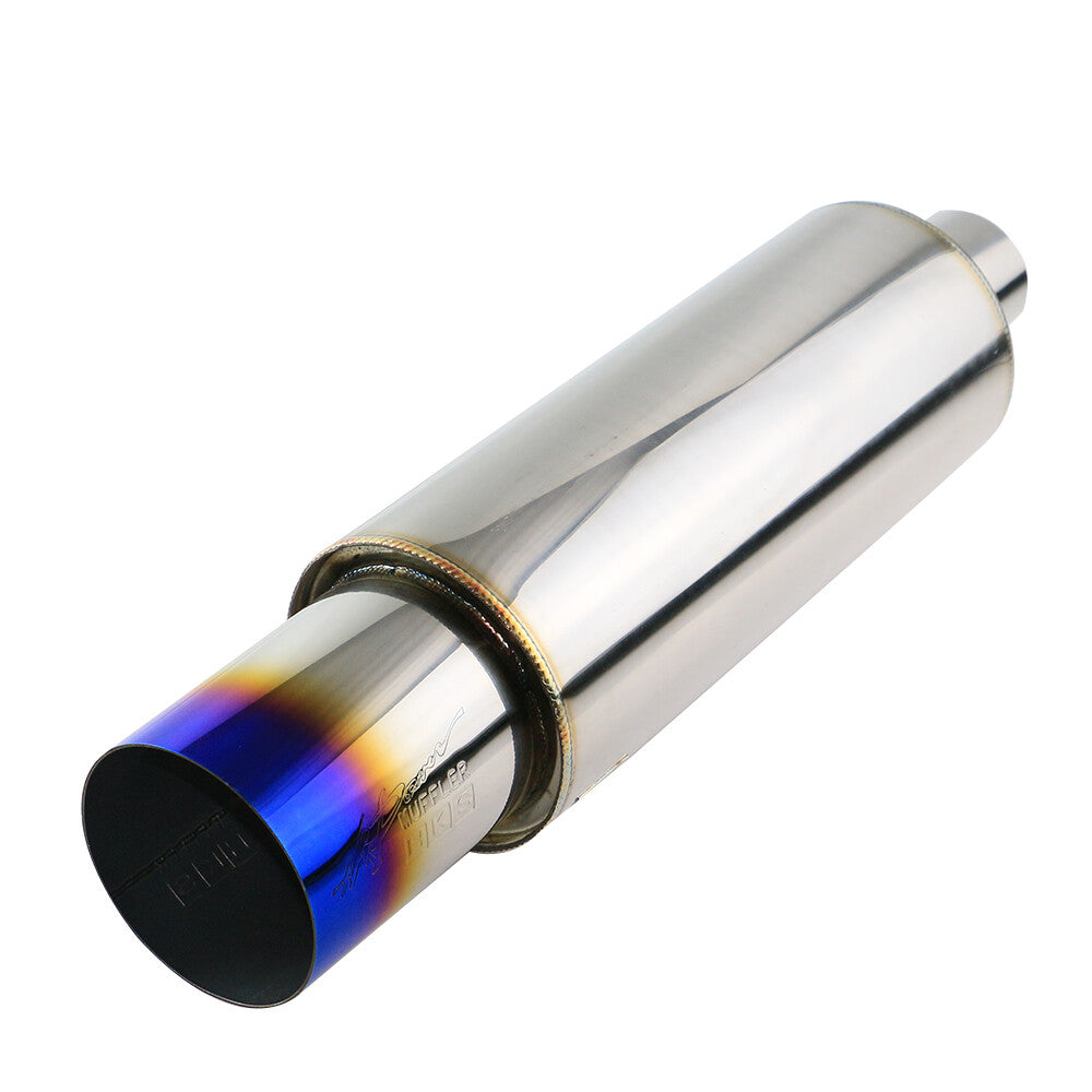 2.5 inlet Straight Flow Racing Exhaust Muffler Tips OD 4inch Body 5 510mm