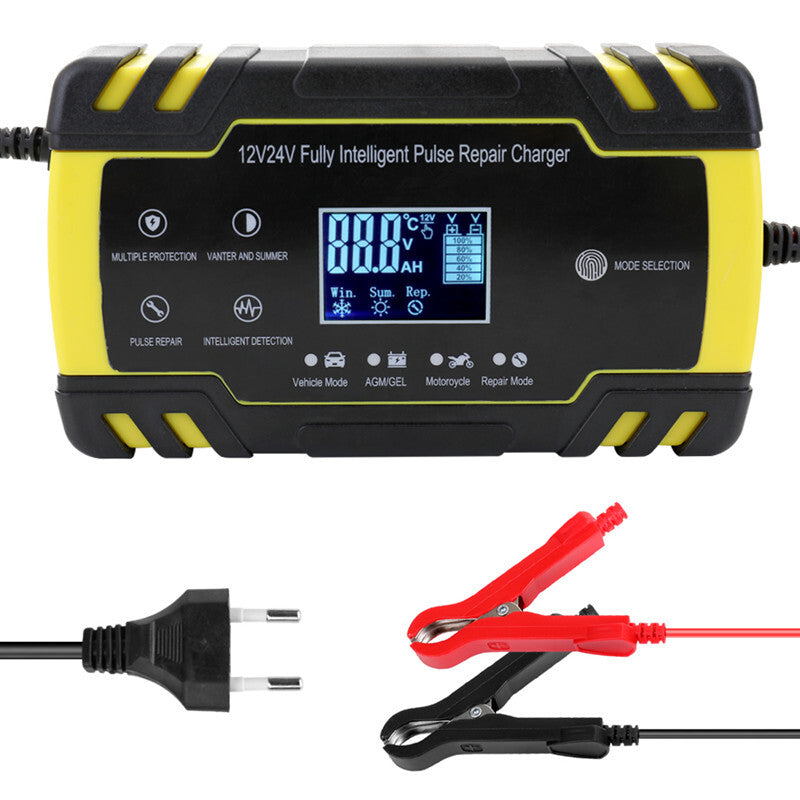 Car Automatic TouchScreen Pulse Repair LCD Lead Acid Battery Charger EU Plug