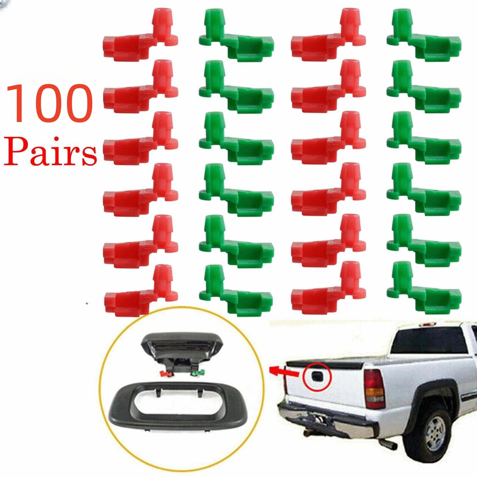 100Pairs Car Tailgate Handle Rod Clips LH RH for Chevy For Silverado 1999-2007 A