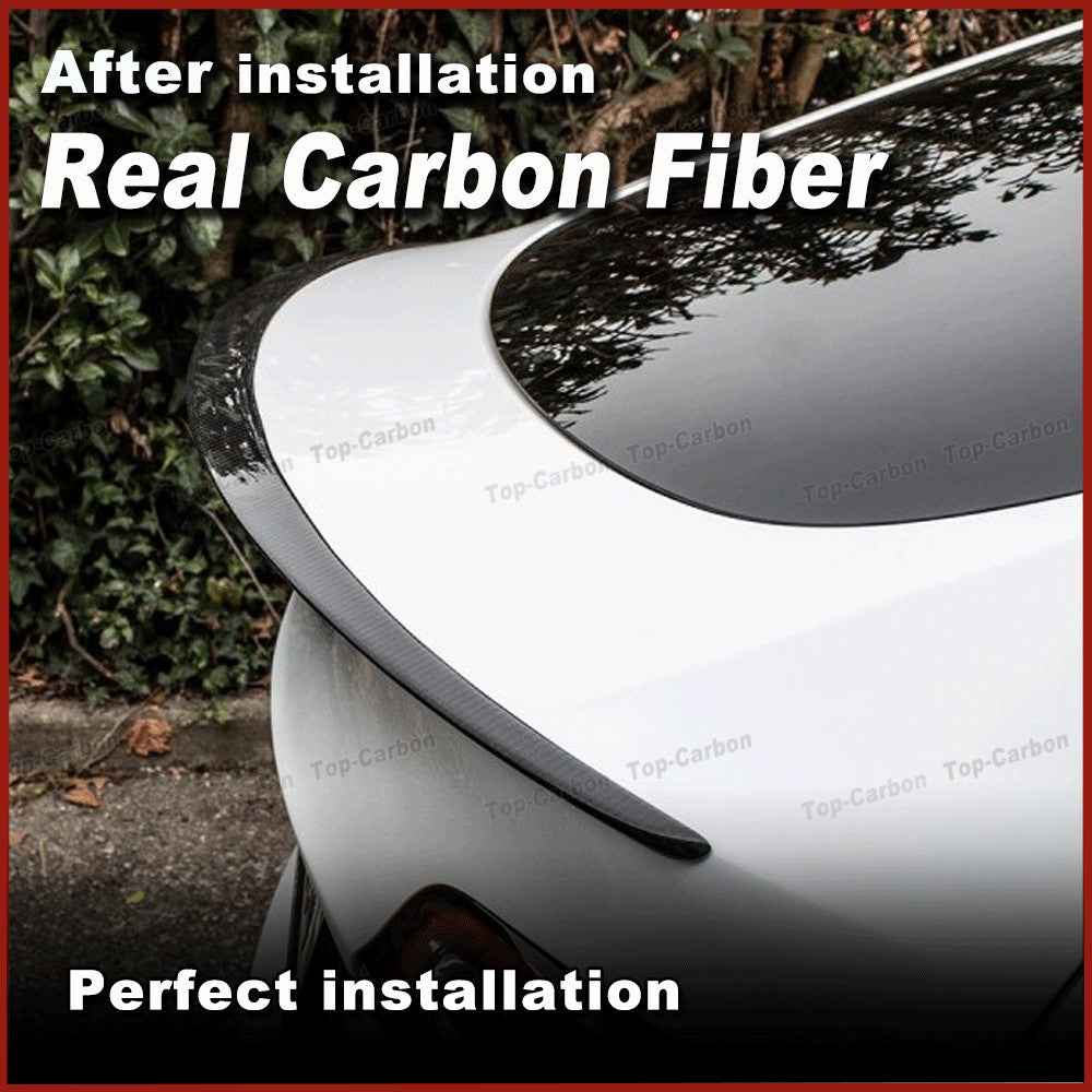 Fit for TESLA for MODEL Y 2019-24 REAL CARBON Rear Trunk Spoiler High Kick Wing Lip