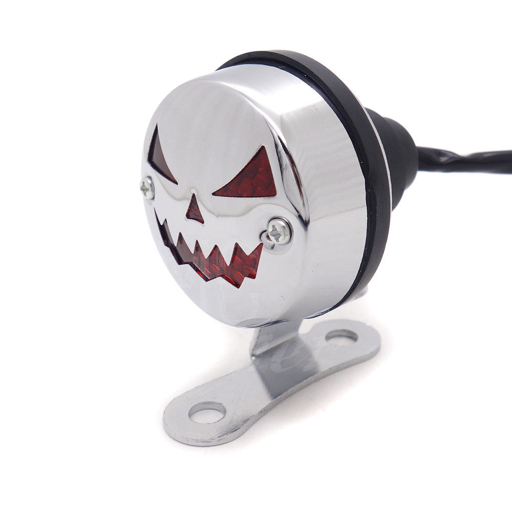 Chrome LED Vintage Pumpkin Tail Brake Rear Light For Cafe Bobber Cruiser Chopper Q