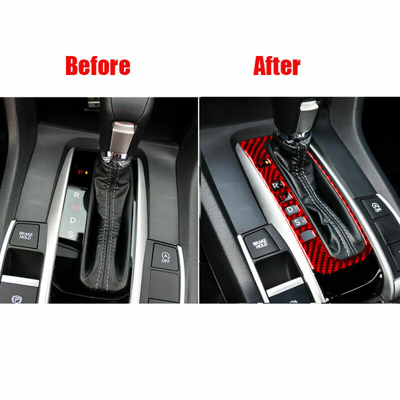 2016-2019 Real Carbon Fiber Car Gear Shift Panel Cover Trim for Honda for Civic 10th