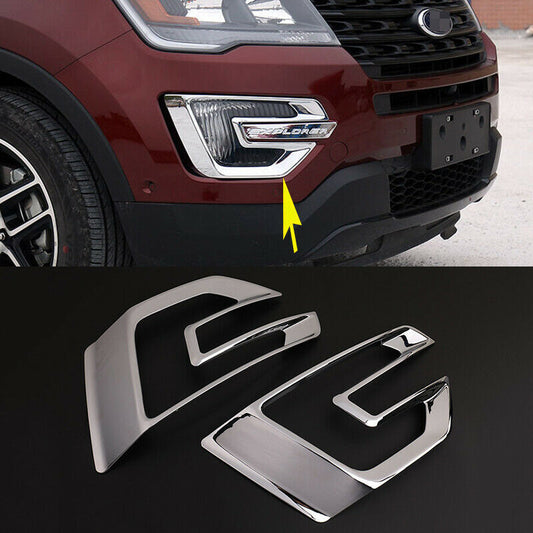 for Ford Explorer 2016-2019 ABS Chrome Front Fog Light Lamp Cover Moulding Trim