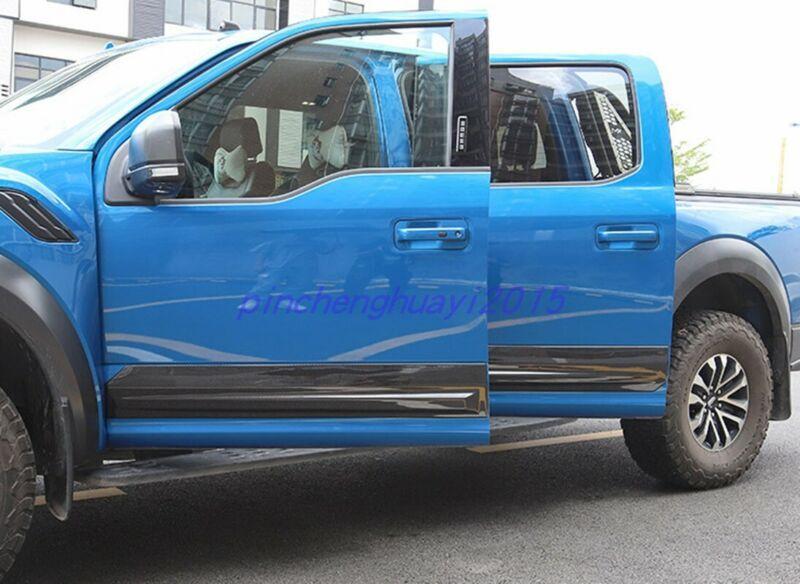 Carbon fiber style door body side molding cover trim for Ford F-150 (F150 17-2021)