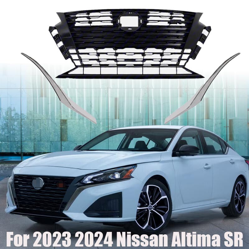 Front Bumper Upper Grille & Grille Molding Set For 2023 2024 Altima SR n