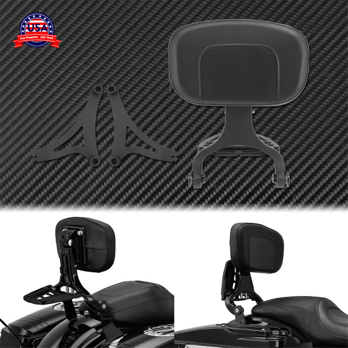 Adjustable Driver  Passenger Backrest Fit For Indian Hard Bag Chieftain 15-19