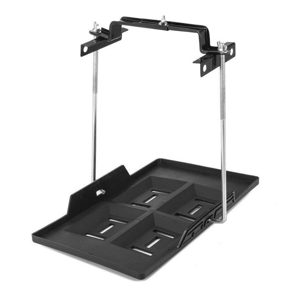 Car Storage Battery Holder Plastic Tray + Adjustable Hold Down Clamp Bracket Set n