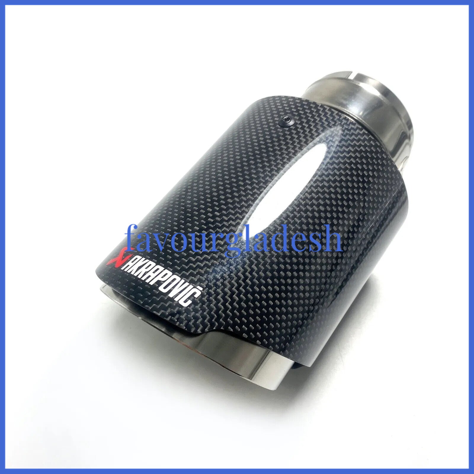 1 X IN 2.0 51MM OUT: 4.5 114MM Akrapovic Glossy Carbon Fiber Pipe Exhaust Tip